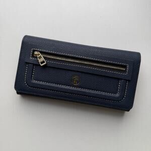 Renzo Costa Navy Leather Fold Over Wallet NEW
